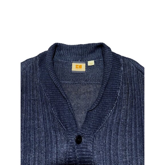 Hugo Boss Mens Linen Cardigan XL Shawl Collar Pockets Fisherman 100% Linen - Picture 2 of 11